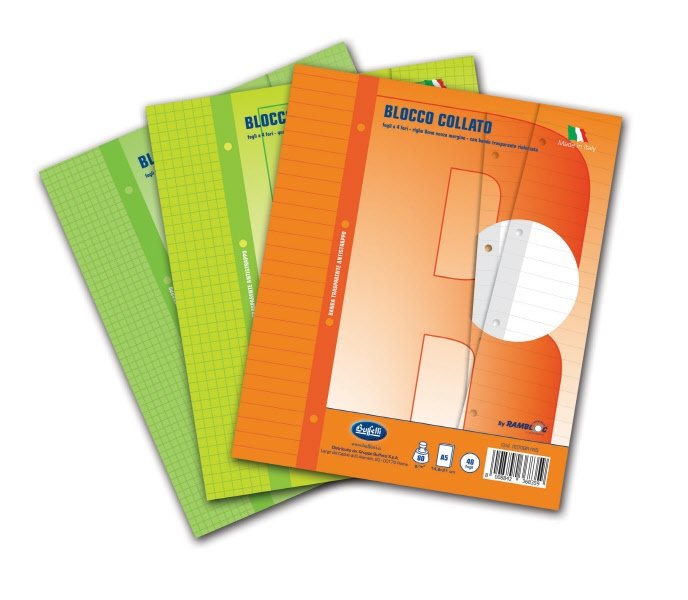 Blocco notes  - A5  - 1R - Righe medie e superiori - collato rinforzato - 40 fogli da 80 g