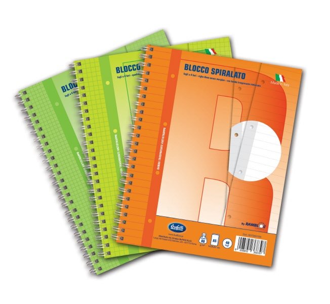 Blocco notes  - A4  - 1R - Righe medie e superiori - spirale - 40 fogli da 80 g