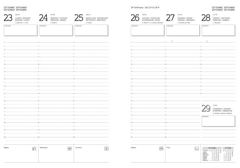 Refill Agenda settimanale carta bianca - 2026 - 17,2x24 cm