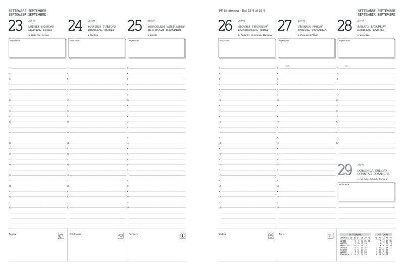 Refill Agenda settimanale carta bianca - 2026 - 19,7x26,5 cm