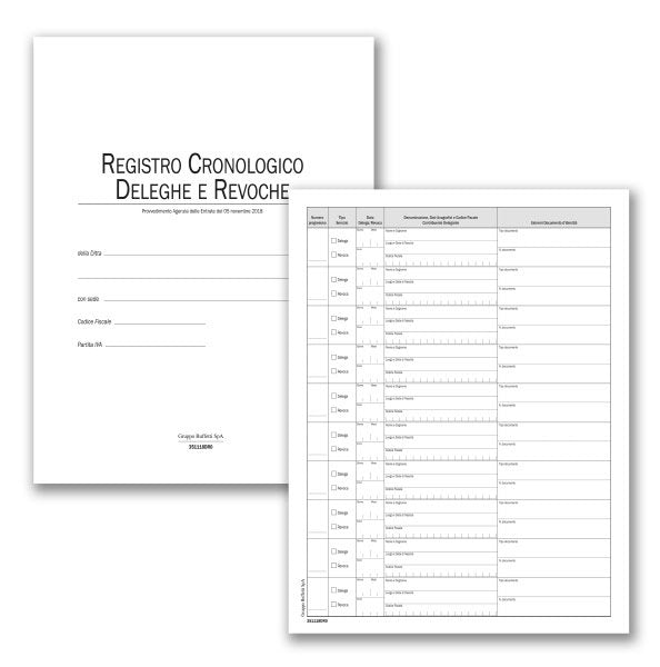 Registro Cronologico Deleghe e Revoche - 48 pagine - 31x24,5 cm