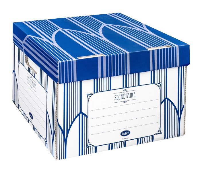 Scatola con coperchio a ribalta Secretaire - 39,5x36x28 cm  - blu