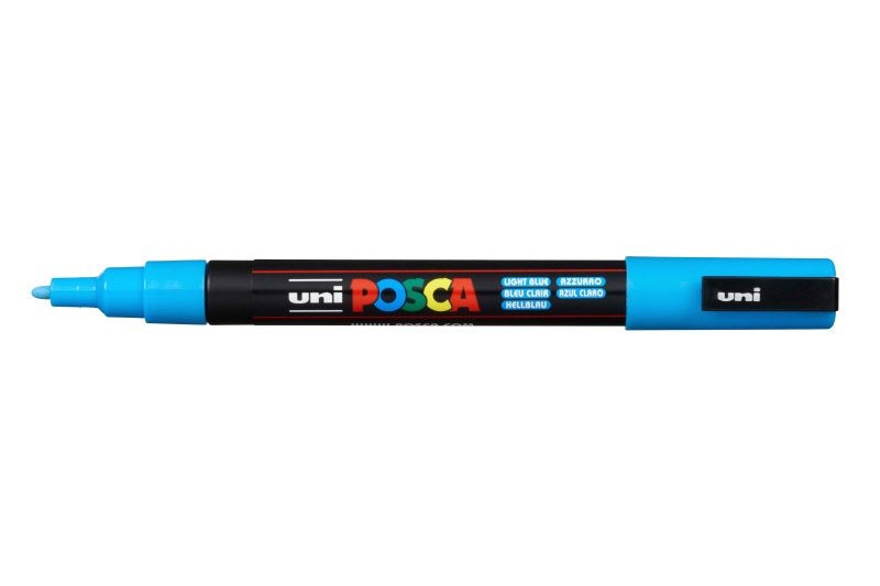Marcatore Uni Posca a tempera Uni-Ball - tonda - 0,9-1,3 mm - azzurro - M PC3M AZ