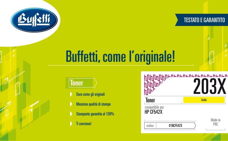 Toner HP - Compatibile 203X CF542X - Giallo - 2.500 pag