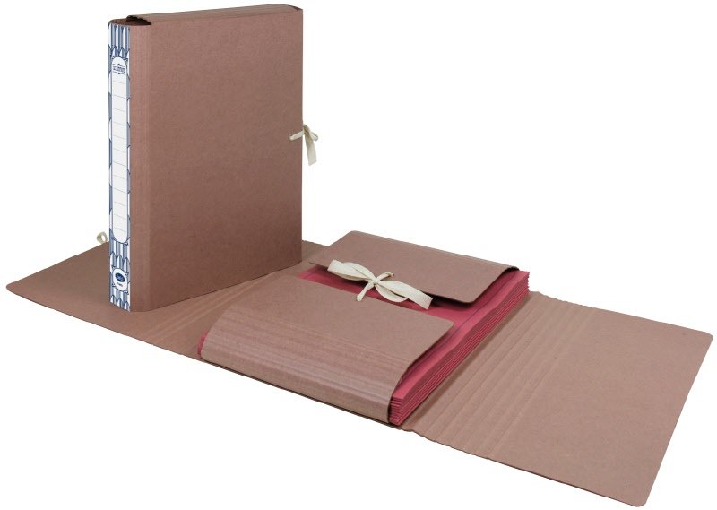 Faldone con alette e lacci Secretaire - Dorso 4,5 cm - 35x28 cm - avana