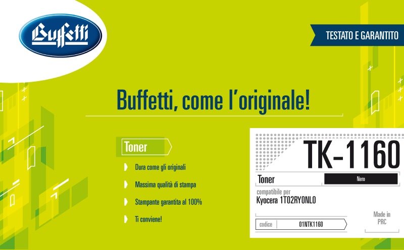 Kyocera Toner - Compatibile TK-1160 1T02RY0NL0 - Nero - 7.200 pag