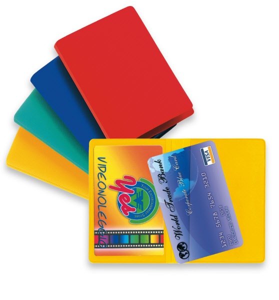 Porta card a libretto - PVC -  5,4x8,6 cm - colori assortiti
