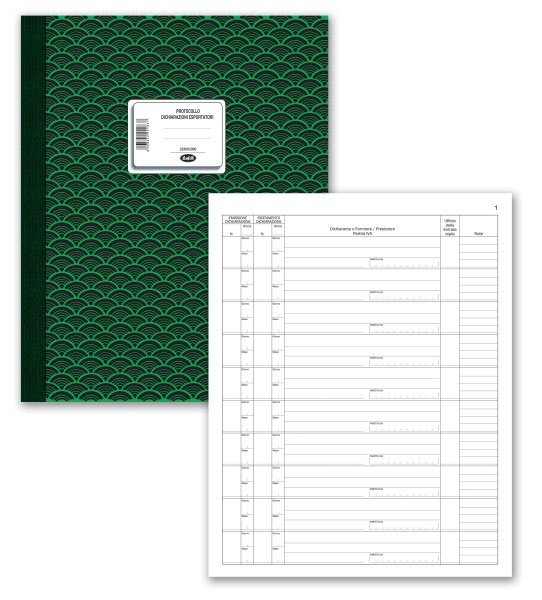 Registro Protocollo delle dichiarazioni di intento esportatori - 46 pagine prenumerate - 31x24,5 cm