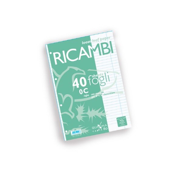 Ricambi Pigna  - Rigatura C - Righe 4a e 5a elementare - 40 fogli - 80 g