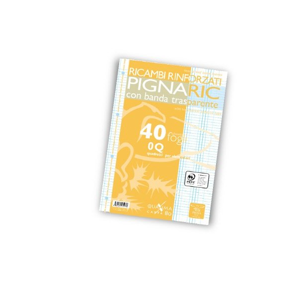 Ricambi rinforzati PignaRic  - Rigatura Q - Quadretto elementari - 40 fogli - 80 g