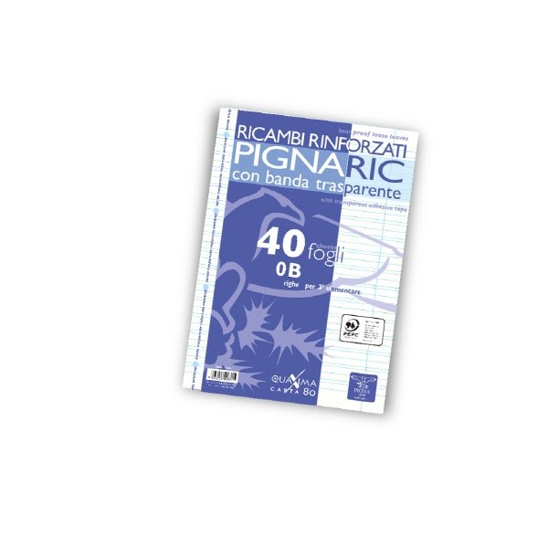 Ricambi rinforzati PignaRic  - Rigatura B - Righe 3a elementare - 40 fogli - 80 g