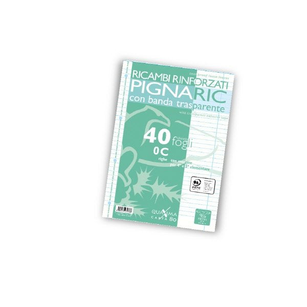 Ricambi rinforzati PignaRic  - Rigatura C - Righe 4a e 5a elementare - 40 fogli - 80 g