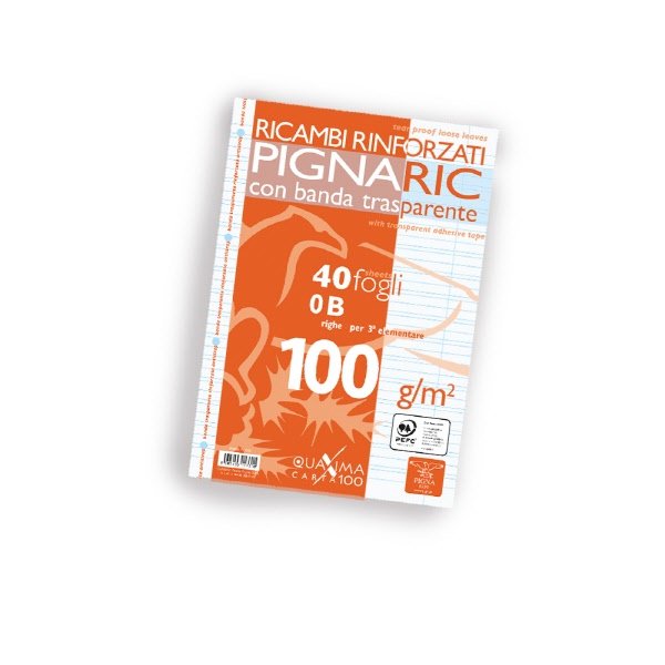 Ricambi rinforzati PignaRic  - Rigatura B - Righe 3a elementare - 40 fogli - 100 g