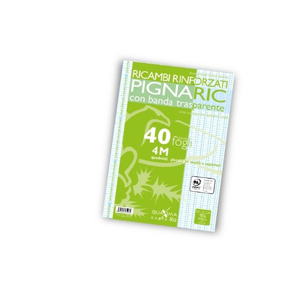 Ricambi rinforzati PignaRic  - Rigatura 4M - Quadretto elementari e medie - 40 fogli - 80 g