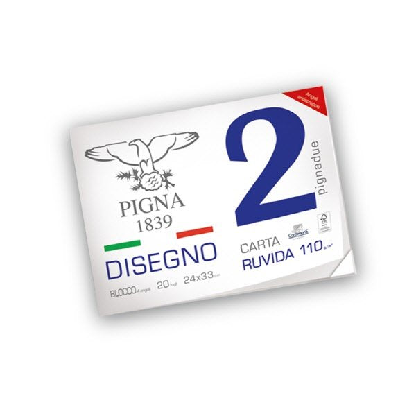 Blocco da Disegno PignaDue con 4 angoli - carta ruvida