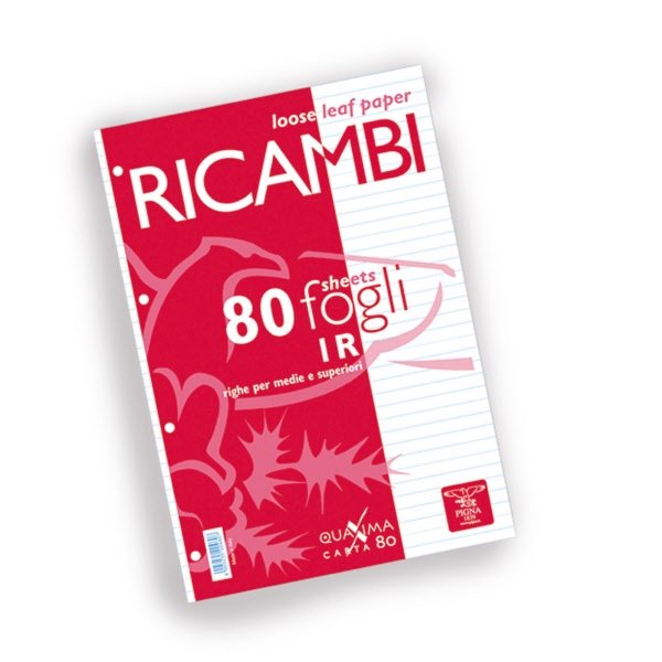 Ricambi Pigna  - Rigatura 1R - Righe medie e superiori - 80 fogli - 80 g
