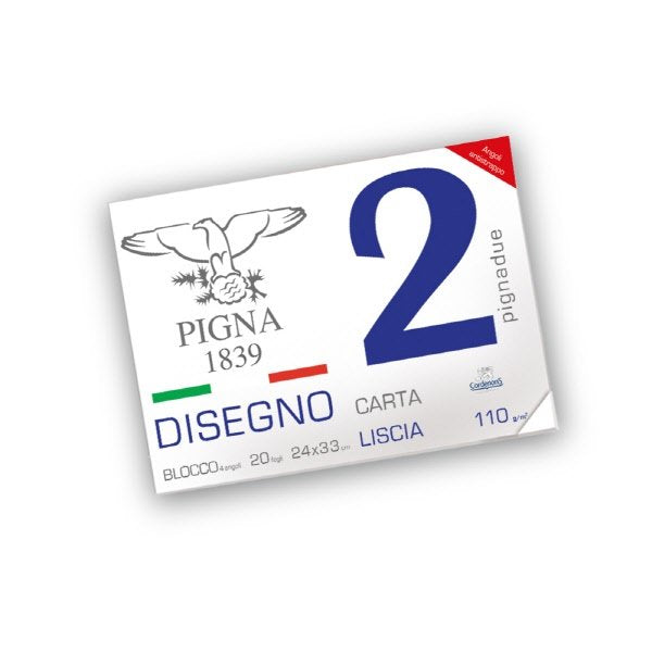 Blocco da Disegno PignaDue con 4 angoli - carta liscia riquadrata