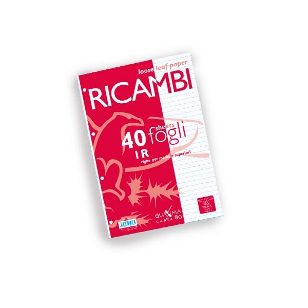 Ricambi Pigna  - Rigatura 1R - Righe medie e superiori - 40 fogli - 80 g