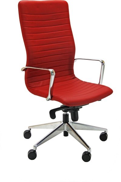 Sedia direzionale Thelma - braccioli inclusi - similpelle - rosso