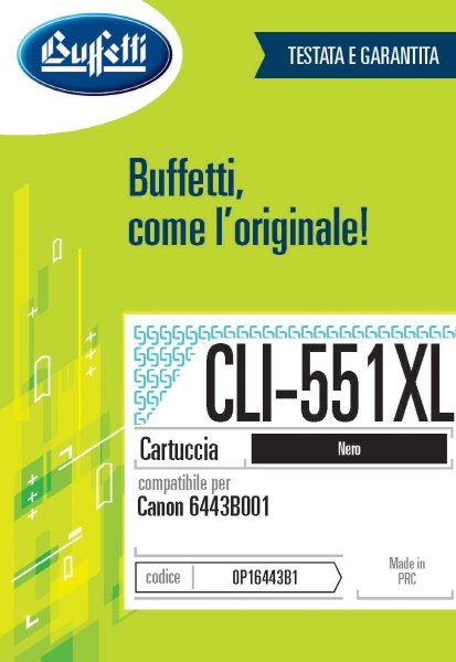Canon Cartuccia ink jet - Compatibile CLI-551XL 6443B001 - Nero - 600 pag