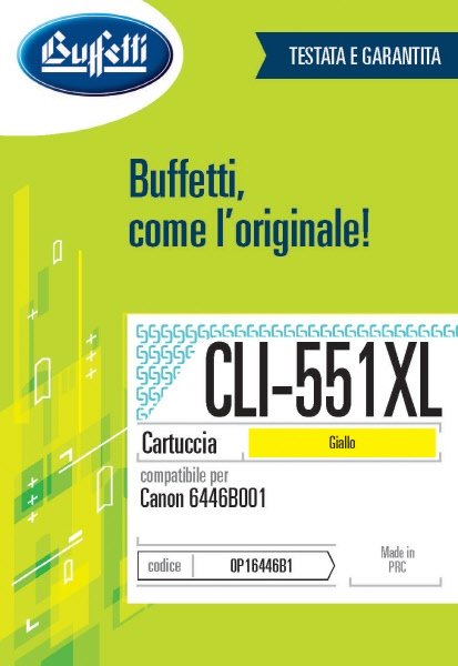 Canon Cartuccia ink jet - Compatibile CLI-551XL 6446B001 - Giallo - 600 pag