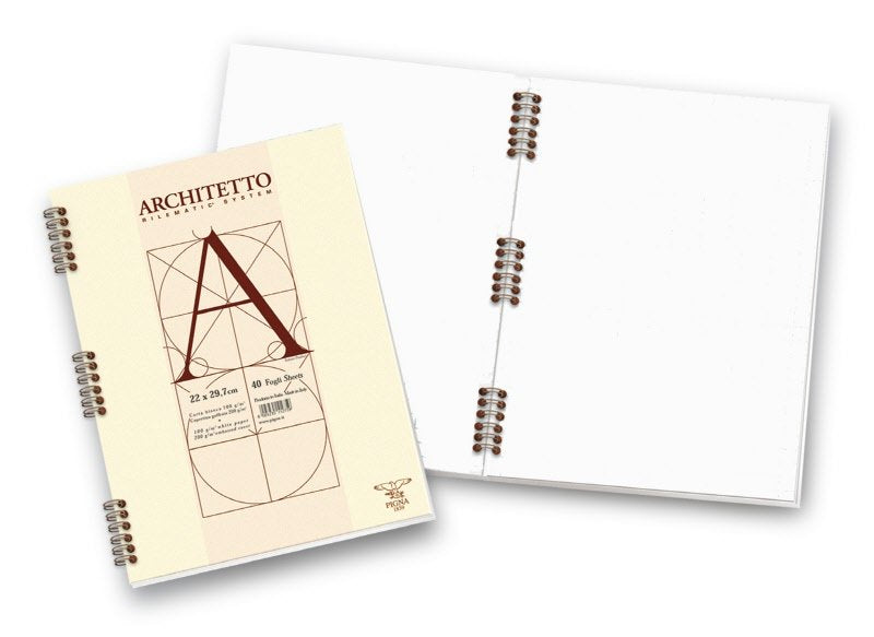 Blocco notes Architetto - A4  - BI - Bianco  - spirale - 40 fogli da 100 g