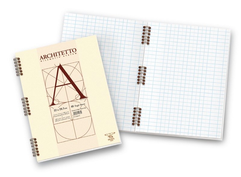 Blocco notes Architetto - A4  - 10M - Quadretto elementari - spirale - 40 fogli da 100 g
