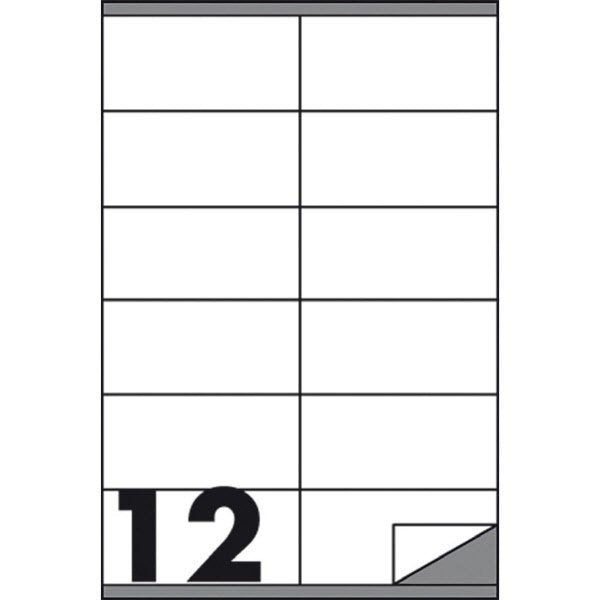 Etichette multifunzione -  conf. 100 fogli - f.to 105x48 mm  - angoli vivi con margine - n. etichette per foglio 12