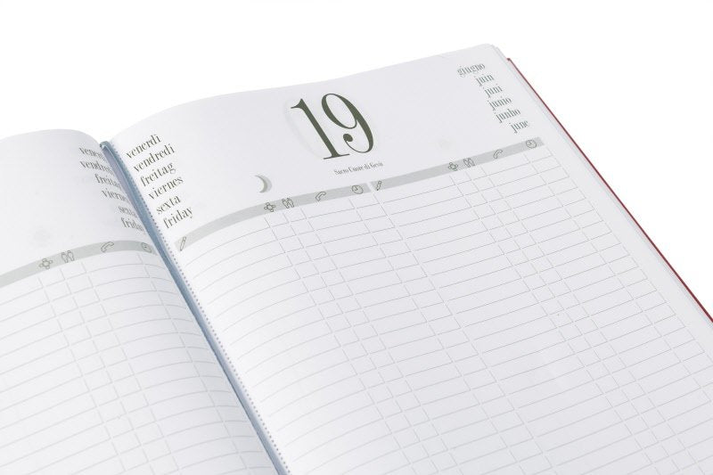 Agenda giornaliera 12 mesi per ristoranti - 2026 - 21x29,7 cm - in similpelle - rosso