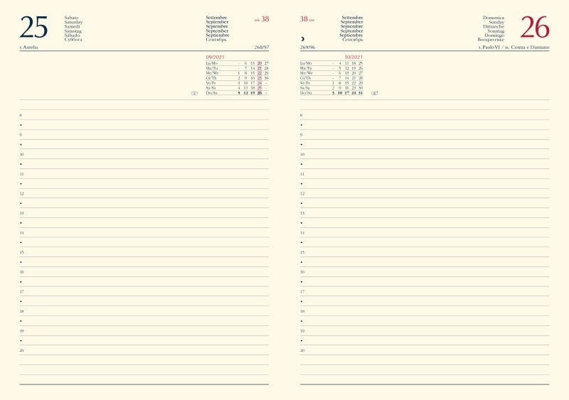 Refill Agenda giornaliera 12 mesi - 2026 - 14,5x20,5 cm - carta avorio