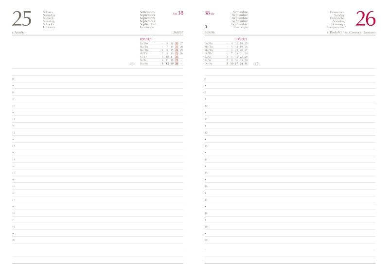 Agenda giornaliera 12 mesi - 2026 - 14,5x20,5 cm - sab/dom divisi - blu