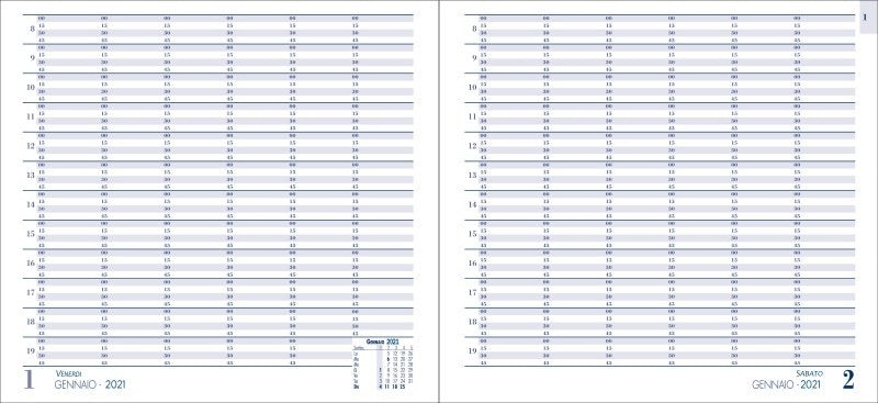 Planner giornaliero non datato 12 mesi multiappuntamenti - 24x22 cm - con spirale - blu