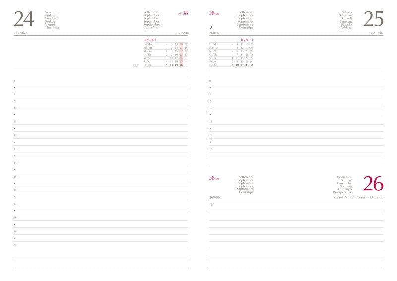 Agenda giornaliera 12 mesi - 2026 - 14,5x20,5 cm - in sintetico - sab/dom accoppiati - nero