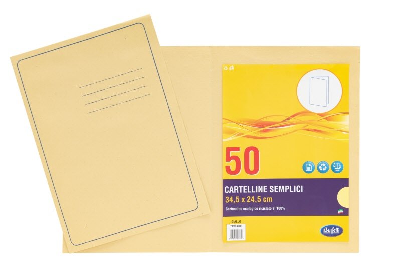 Cartelline semplici Light - cartoncino - 145 g/mq - 34,5x24,5 cm - giallo - conf. 50 pz