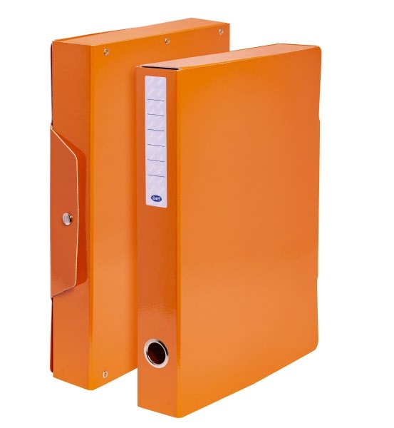 Scatola progetti con bottone - Dorso 5 cm - 34x24 cm - arancio