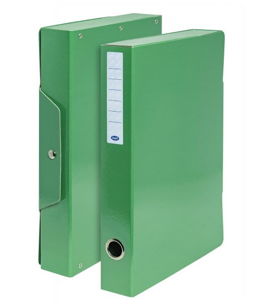Scatola progetti con bottone - Dorso 5 cm - 34x24 cm - verde