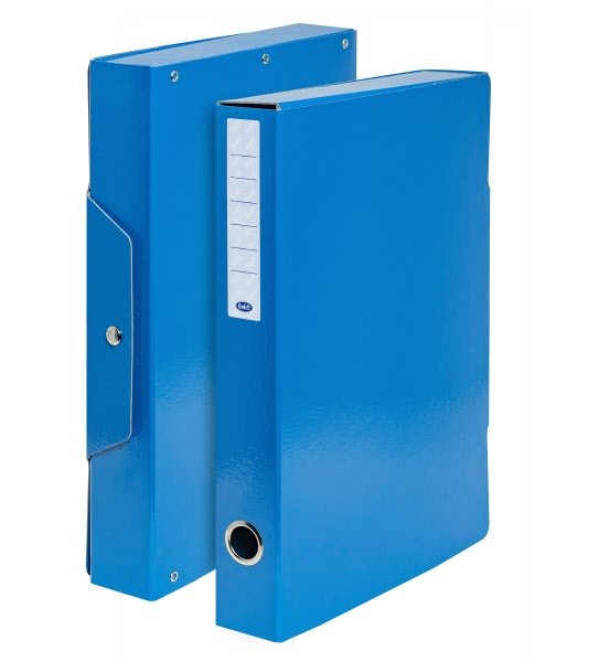 Scatola progetti con bottone - Dorso 5 cm - 34x24 cm - blu