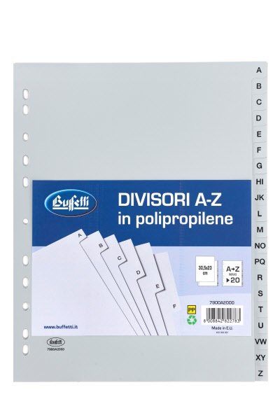 Divisori - Polipropilene - A/Z - 20 tasti - A4 Maxi - grigio