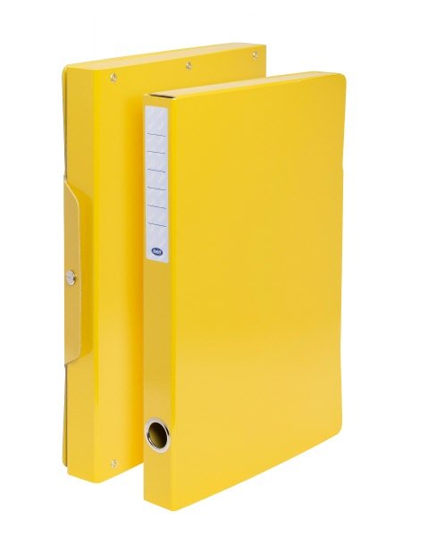 Scatola progetti con bottone - Dorso 3 cm - 34x24 cm - giallo