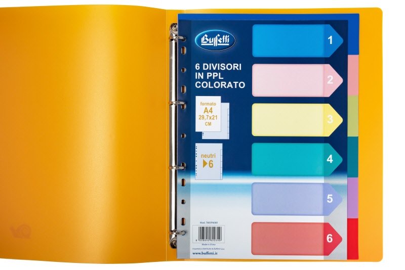 Divisori - Polipropilene  - 6 tasti neutri - A4 - multicolore