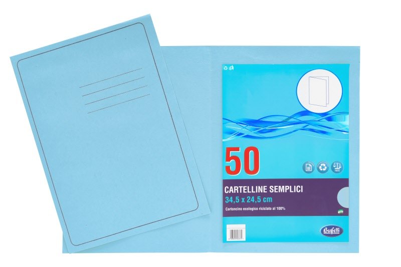 Cartelline semplici Light - cartoncino - 145 g/mq - 34,5x24,5 cm - azzurro - conf. 50 pz