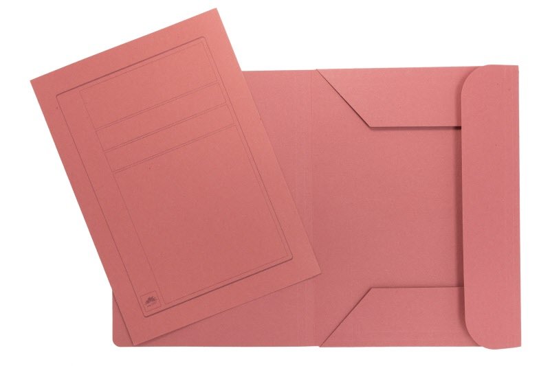 Cartelline 3 lembi Manilla - cartoncino - 220 g/mq - 33,5x24,5 cm - rosa - conf. 25 pz