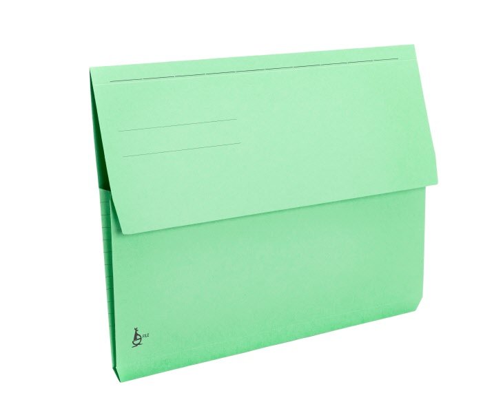 Cartelline con tasca a soffietto - cartoncino - 225 g/mq - 25,5x32,5 cm - verde  - conf. 10 pz