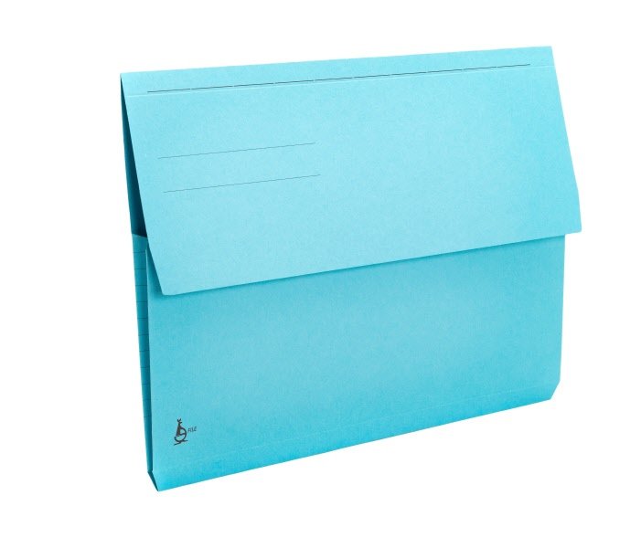 Cartelline con tasca a soffietto - cartoncino - 225 g/mq - 25,5x32,5 cm - azzurro  - conf. 10 pz