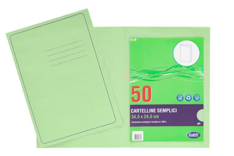 Cartelline semplici Light - cartoncino - 145 g/mq - 34,5x24,5 cm-  verde - conf. 50 pz