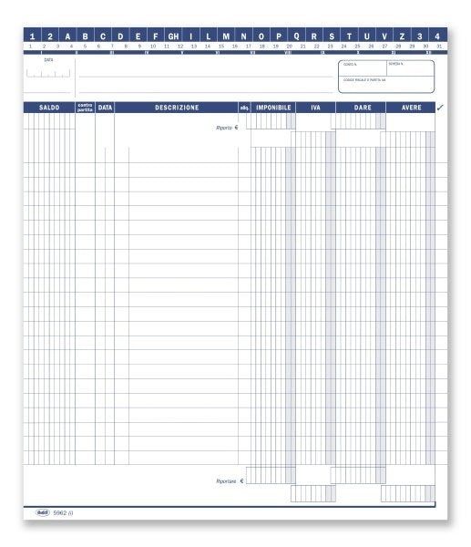 Giornale - Scheda per mod. 4512 - Foglio mobile blu da 90 gr. con 2 fori per archiviazione - 25,5x22 cm