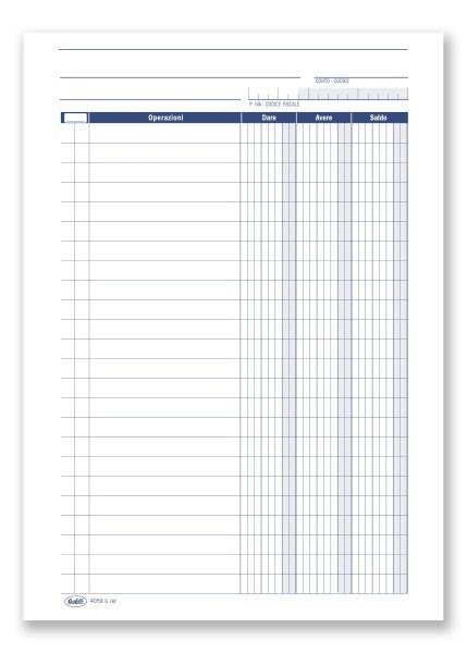 Foglio Mobile Dare/Avere/Saldo - foratura universale - 21x14,8 cm