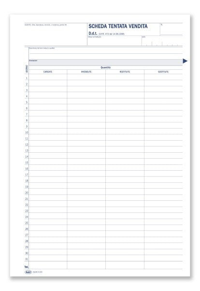 Tentata vendita/Documento di Trasporto - Scheda a 2 copie - 30,5x21 cm