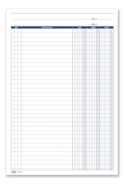 Foglio Mobile Dare/Avere/Saldo - 4 fori per archiviazione - 29,7x21 cm