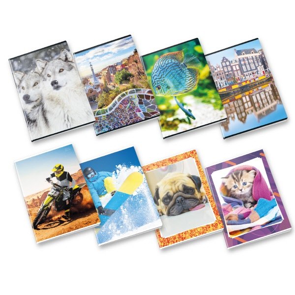 Quaderno Mix collezioni - Rigatura 1R - Righe medie e superiori - 80 g - A5 - copertine assortite